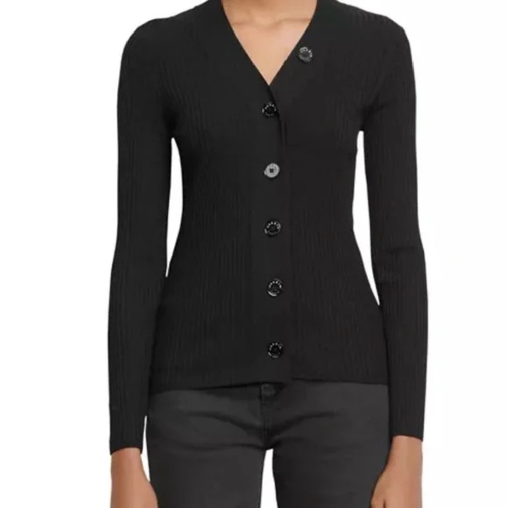 Sandro Black Ribbed Cardigan